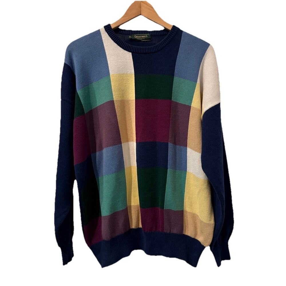 Greenwich 1990’s Men's 100% Cotton Crew Neck Pullover Sweater Size XL-Y2K